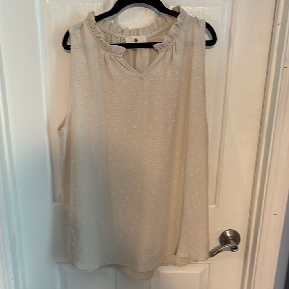 Cream Sleeveless Blouse with Mandarin Collar